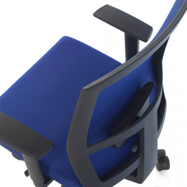 cadeira ergonomica azul estrutura preta malha mesh bracos regulaveis 1d apoio lombar 5