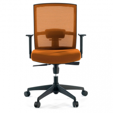 cadeira ergonomica laranja estrutura preta malha mesh bracos regulaveis 1d apoio lombar 4