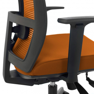 cadeira ergonomica laranja estrutura preta malha mesh bracos regulaveis 1d apoio lombar 6