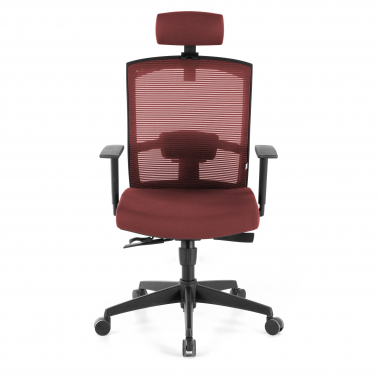 cadeira ergonomica vermelho estrutura negra reposacabecas malha mesh bracos regulaveis 1d apoio lombar apoio de cabeca 4