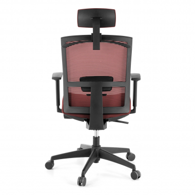 cadeira ergonomica vermelho estrutura negra reposacabecas malha mesh bracos regulaveis 1d apoio lombar apoio de cabeca 8