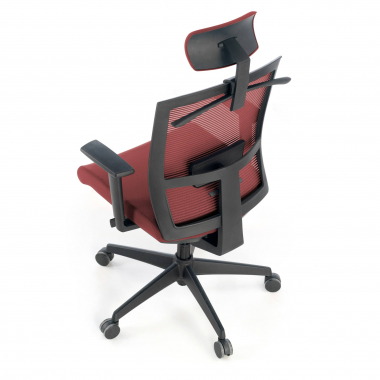cadeira ergonomica vermelho estrutura negra reposacabecas malha mesh bracos regulaveis 1d apoio lombar apoio de cabeca 5