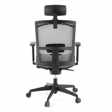 cadeira ergonomica cinza estrutura negra reposacabecas malha mesh bracos regulaveis 1d apoio lombar apoio de cabeca 8