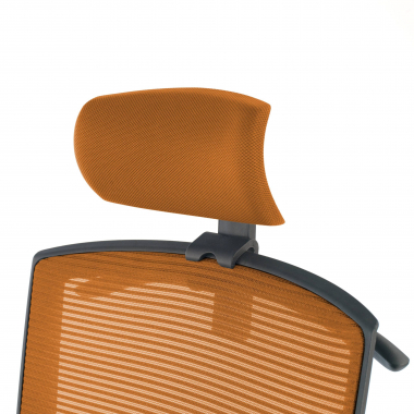 cadeira ergonomica laranja estrutura negra reposacabecas malha mesh bracos regulaveis 1d apoio lombar apoio de cabeca 9