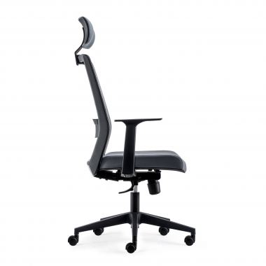 cadeira giratoria cinza com apoio de cabeca malha mesh bracos moveis apoio lombar apoio de cabeca 4