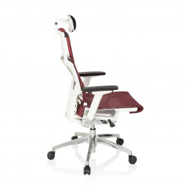 oferta cadeira de escritorio branco vermelho estrutura branca malha mesh bracos regulaveis 4d apoio lombar apoio de cabeca 6