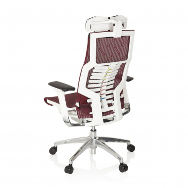 oferta cadeira de escritorio branco vermelho estrutura branca malha mesh bracos regulaveis 4d apoio lombar apoio de cabeca 7