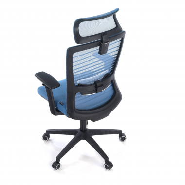 cadeira de escritorio azul tesla malha mesh bracos regulaveis 3d apoio lombar apoio de cabeca 9