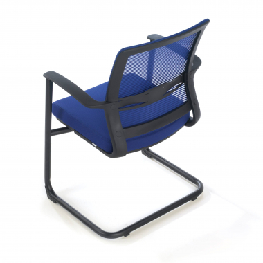 cadeira sala de espera azul alpha malha mesh bracos fixos 8
