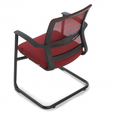 cadeira sala de espera vermelho alpha malha mesh bracos fixos 8