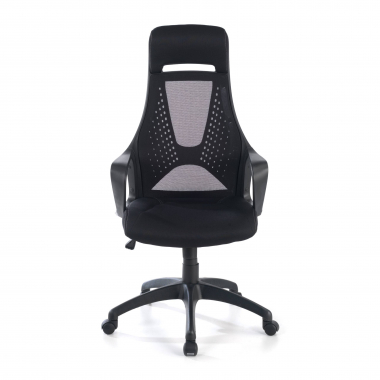 cadeira de escritorio preto estrutura negra malha mesh bracos fixos apoio de cabeca 3