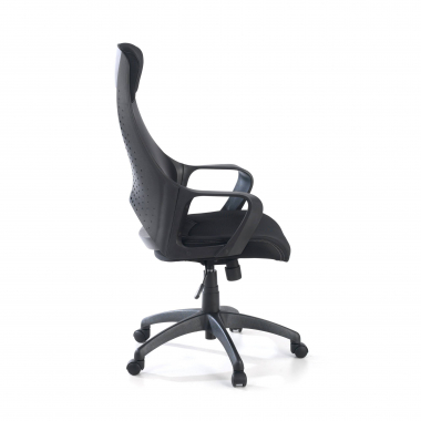 cadeira de escritorio preto estrutura negra malha mesh bracos fixos apoio de cabeca 7