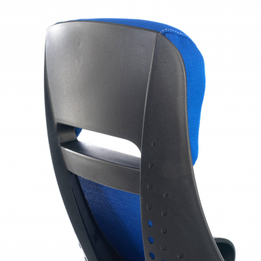 cadeira de escritorio azul estrutura negra malha mesh bracos fixos apoio de cabeca 6