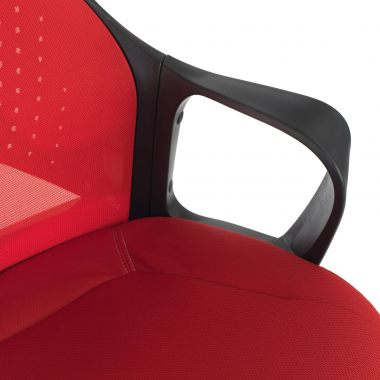 cadeira de escritorio vermelho estrutura negra malha mesh bracos fixos apoio de cabeca 9