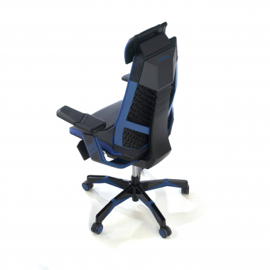 cadeira gaming azul genidia pele verdadeira bracos regulaveis 5d apoio lombar apoio de pes extensivel 9