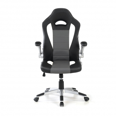 cadeira gaming cinza lotus pele sintetica bracos rebativeis 3