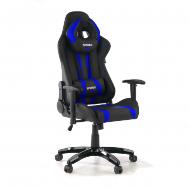 cadeira gaming azul spider pele sintetica bracos moveis almofada lombar e cervical apoio de cabeca 1