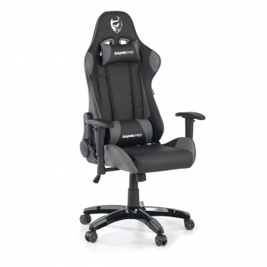 cadeira gaming cinza game pro pele sintetica bracos moveis almofada lombar e cervical apoio de cabeca 1