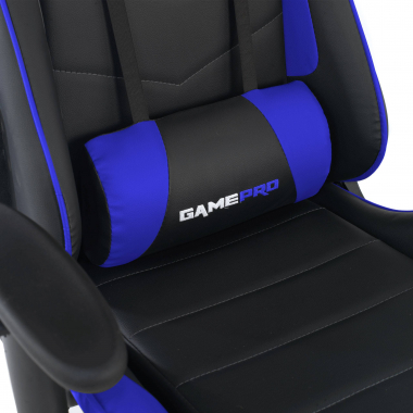 cadeira gaming azul game pro pele sintetica bracos moveis almofada lombar e cervical apoio de cabeca 6