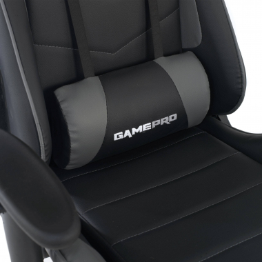 cadeira gaming cinza game pro pele sintetica bracos moveis almofada lombar e cervical apoio de cabeca 6