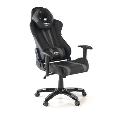 cadeira gaming cinza spider pele sintetica bracos moveis almofada lombar e cervical apoio de cabeca 8