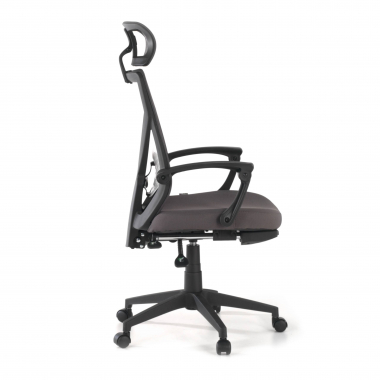 cadeira de escritorio cinza neo malha mesh bracos fixos apoio de cabeca apoio de pes extensivel 4