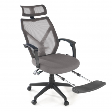 cadeira de escritorio cinza neo malha mesh bracos fixos apoio de cabeca apoio de pes extensivel 9