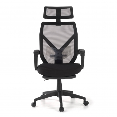 cadeira de escritorio preto neo malha mesh bracos fixos apoio de cabeca apoio de pes extensivel 3