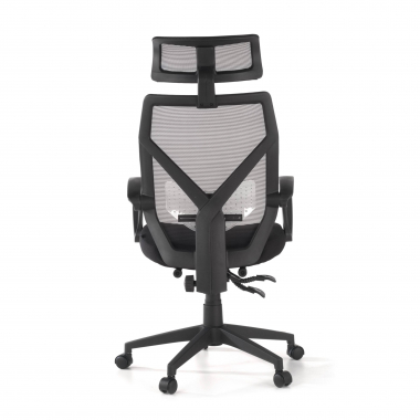 cadeira de escritorio preto neo malha mesh bracos fixos apoio de cabeca apoio de pes extensivel 6