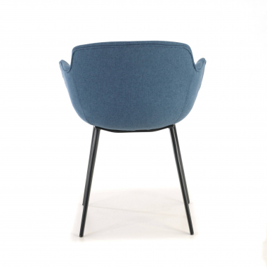 cadeira sala de espera preto azul 4 patas tecido bracos estofados 6