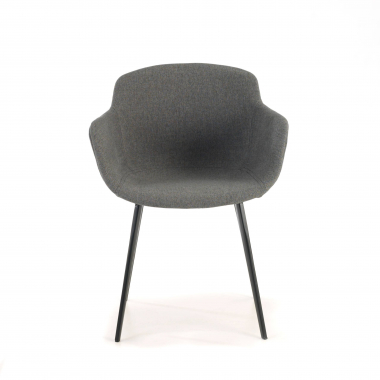 cadeira sala de espera preto antracite 4 patas tecido bracos estofados 3