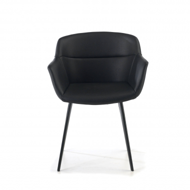 cadeira sala de espera preto 4 patas pele sintetica bracos estofados 3
