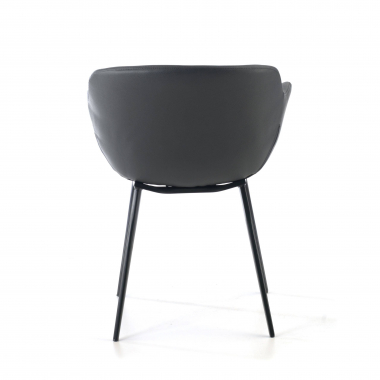 cadeira sala de espera preto cinza 4 patas pele sintetica bracos estofados 5