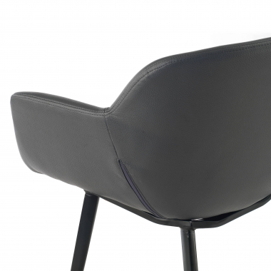 cadeira sala de espera preto cinza 4 patas pele sintetica bracos estofados 3