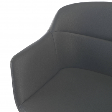 cadeira sala de espera branco preto 4 patas pele sintetica bracos estofados 7
