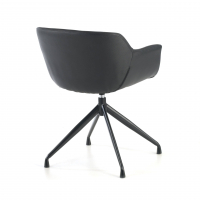 Cadeira de Reunião Ores, base piramidal, excelentes acabamentos, eco-couro.