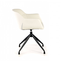 Cadeira de Reunião Ores, base piramidal, excelentes acabamentos, eco-couro.
