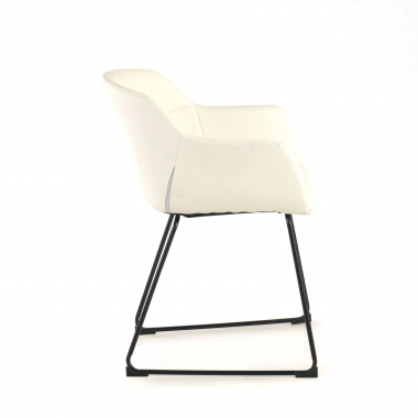 cadeira sala de espera branco base patim pele sintetica bracos fixos 6