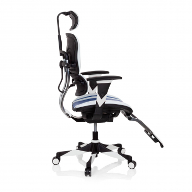 cadeira gaming azul ergoplus pele verdadeira bracos regulaveis 3d apoio lombar apoio de pes extensivel 7