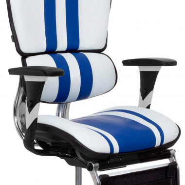 cadeira gaming azul ergoplus pele verdadeira bracos regulaveis 3d apoio lombar apoio de pes extensivel 4