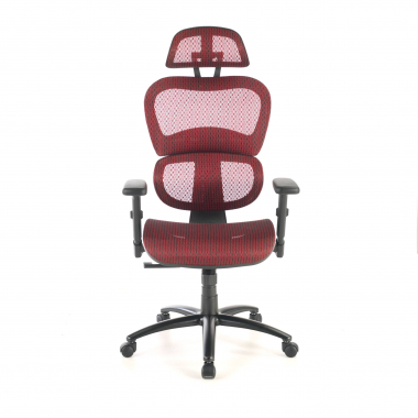 cadeira ergonomica vermelho estrutura negra malha mesh bracos regulaveis 3d apoio lombar duplo apoio de cabeca 5