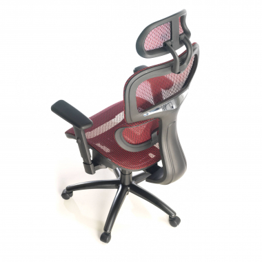 cadeira ergonomica vermelho estrutura negra malha mesh bracos regulaveis 3d apoio lombar duplo apoio de cabeca 6