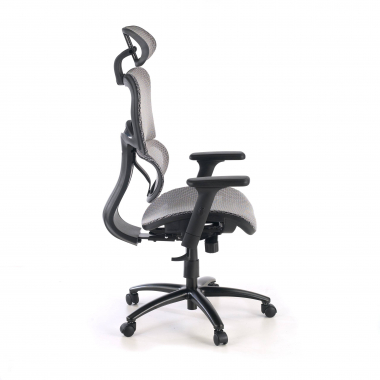cadeira ergonomica cinza estrutura negra malha mesh bracos regulaveis 3d apoio lombar duplo apoio de cabeca 8