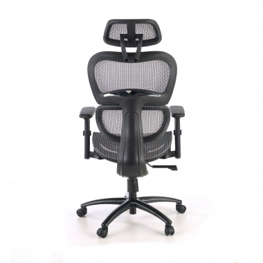 cadeira ergonomica cinza estrutura negra malha mesh bracos regulaveis 3d apoio lombar duplo apoio de cabeca 9