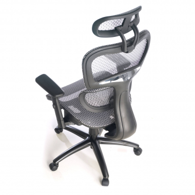 cadeira ergonomica cinza estrutura negra malha mesh bracos regulaveis 3d apoio lombar duplo apoio de cabeca 10