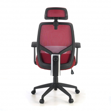 cadeira de escritorio vermelho argos malha mesh bracos fixos apoio de cabeca 7