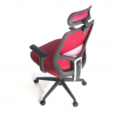 cadeira de escritorio vermelho argos malha mesh bracos fixos apoio de cabeca 8