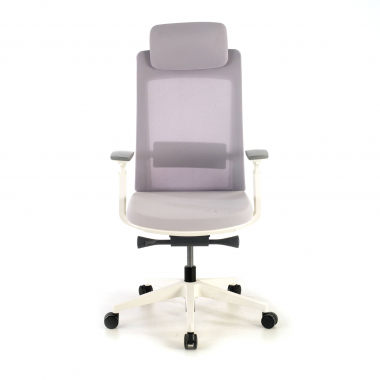 cadeira ergonomica branco cinzento estrutura branca tecido bracos regulaveis 3d 4