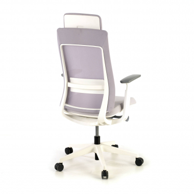 cadeira ergonomica branco cinzento estrutura branca tecido bracos regulaveis 3d 7