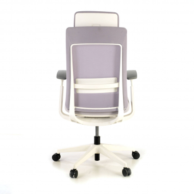 cadeira ergonomica branco cinzento estrutura branca tecido bracos regulaveis 3d 9
